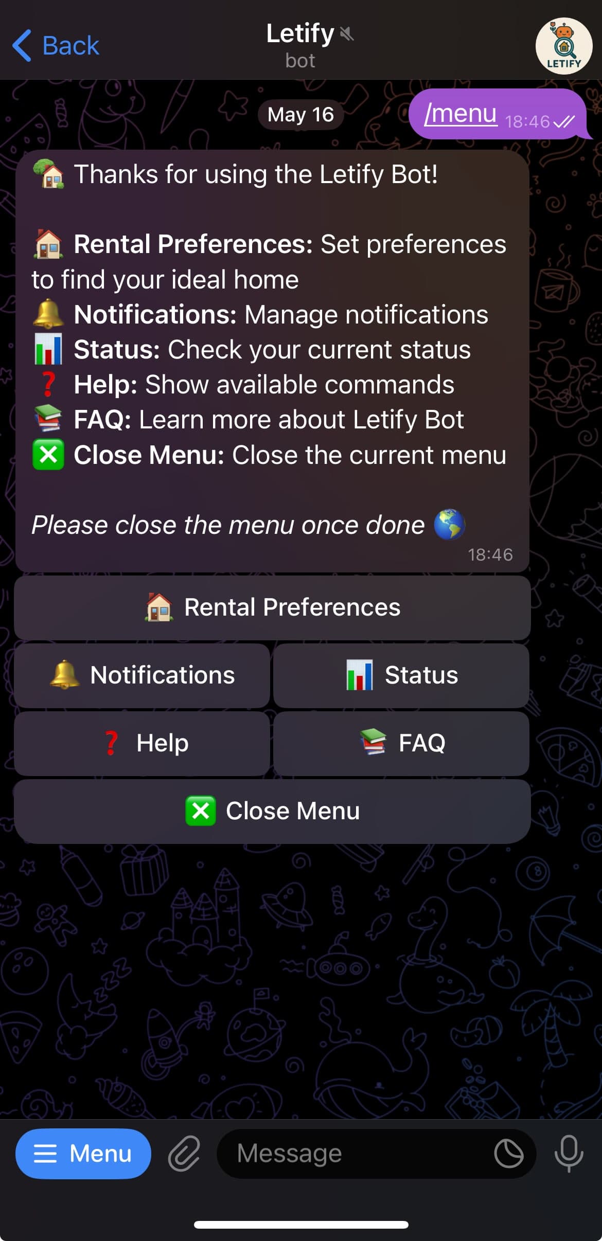 Letify Menu